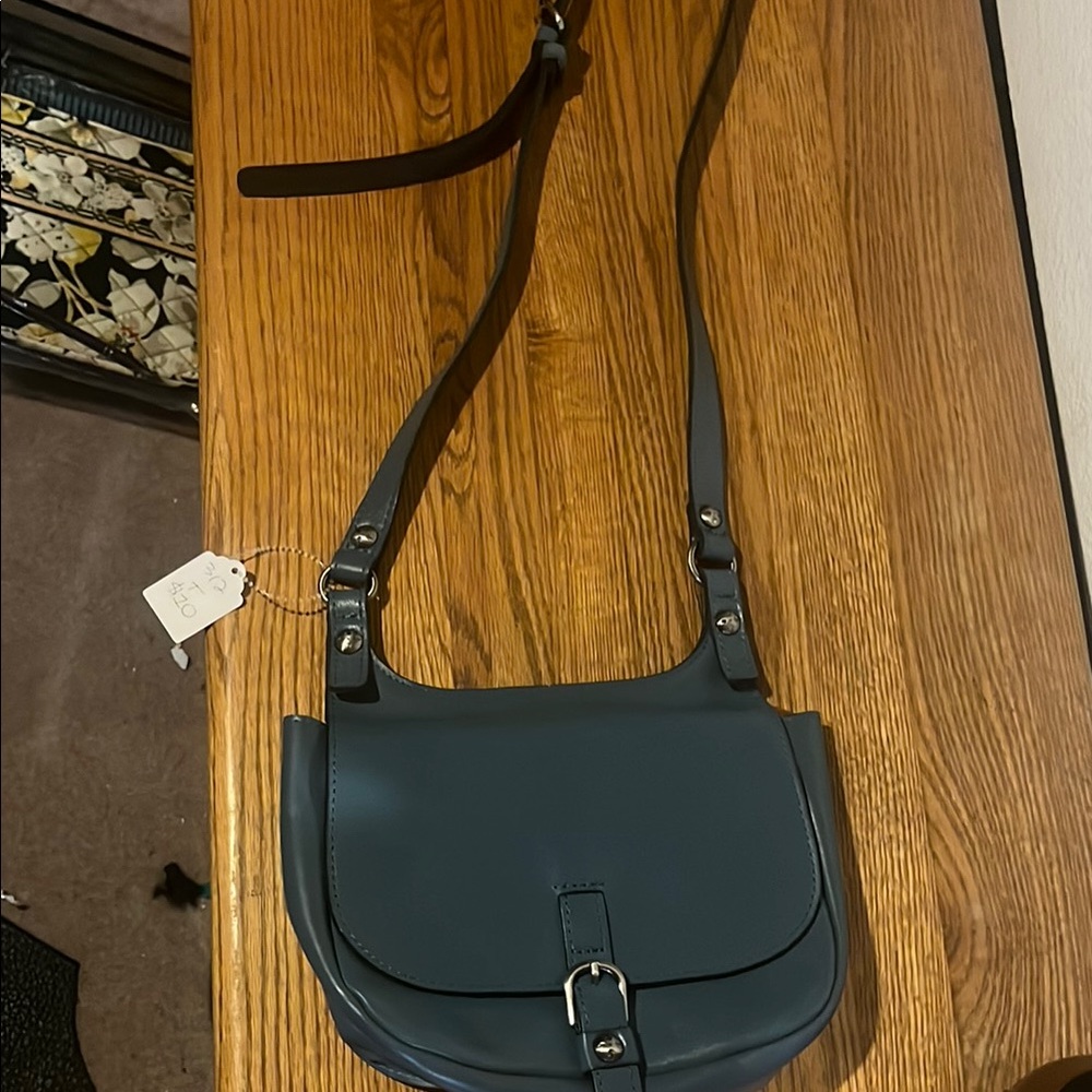 Patricia Nash Mili Blue Leather Medium Crossbody Bag with Adjustable Strap New